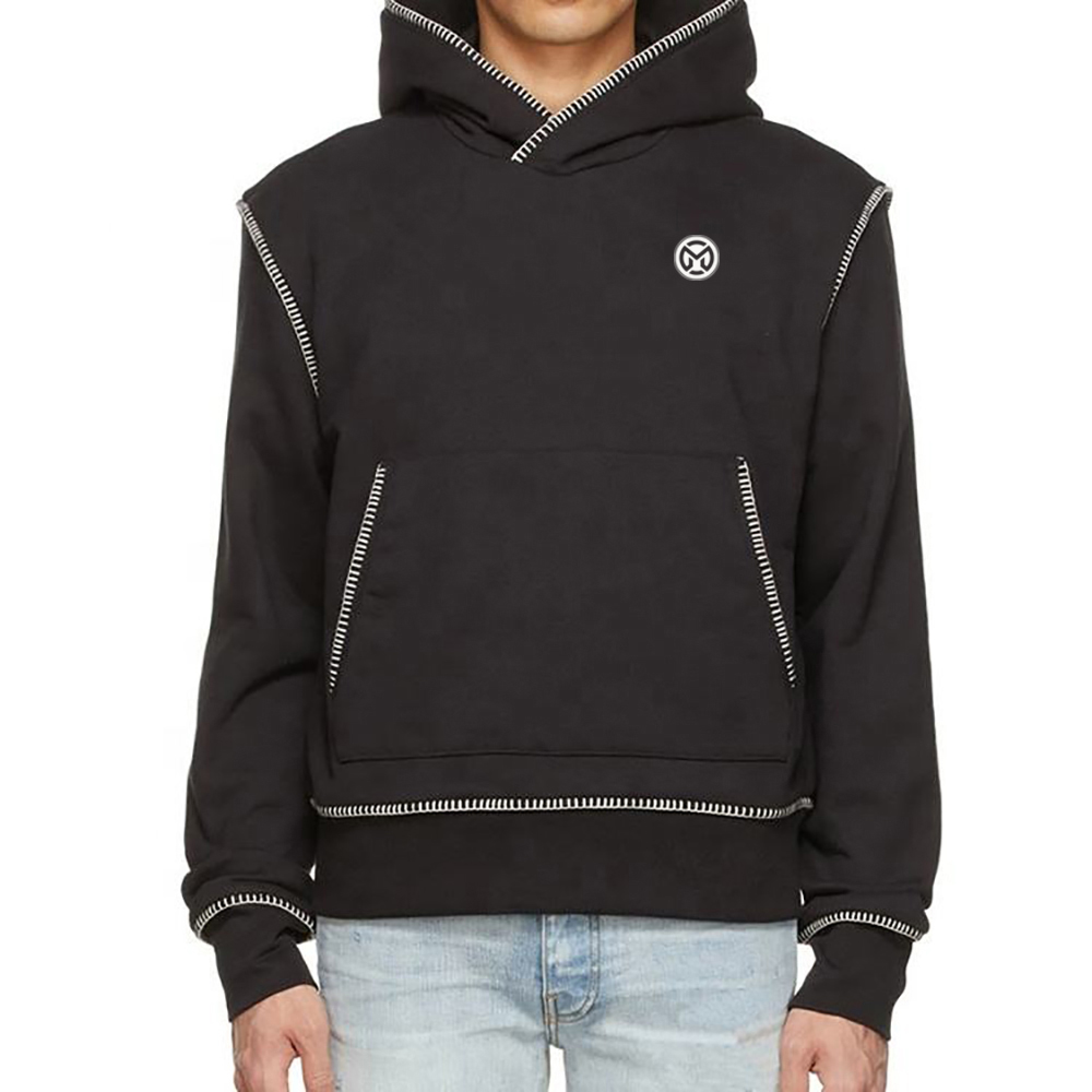 Men’s Custom Logo Lining Pullover Contrast Stitching Hoody