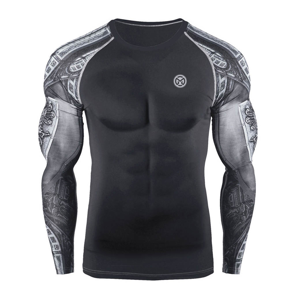 Long Sleeve Mens BJJ MMA Compression Rash Guard